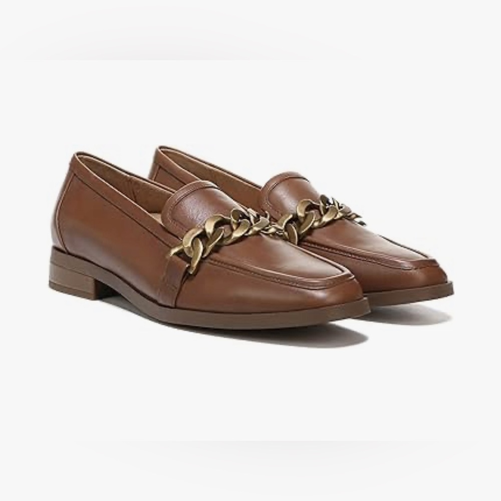 Vionic NIB Sz 8.5 Mizelle Brown Leather Loafers Orthotic Insole Arch Support